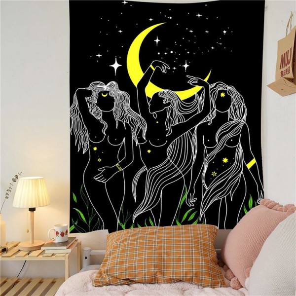 Moon Naked Girl - 200*145cm - Printed Tapestry