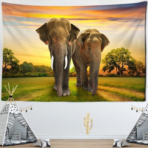 Two Elephants - 145*130cm - Printed Tapestry