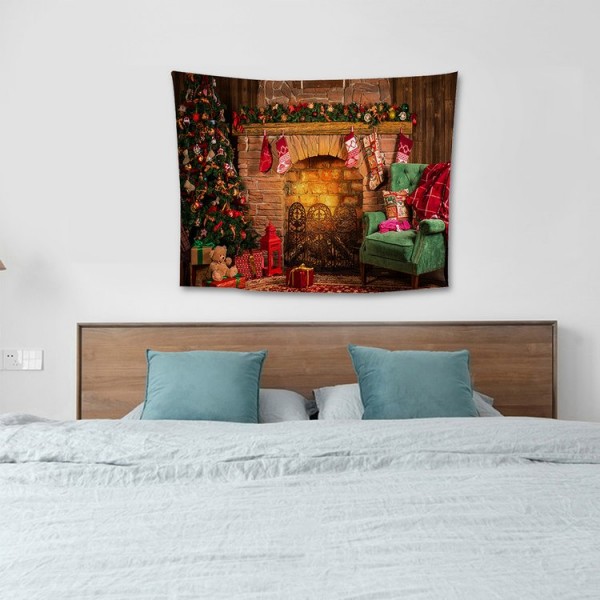 Christmas Fireplace - 100*75cm - Printed Tapestry