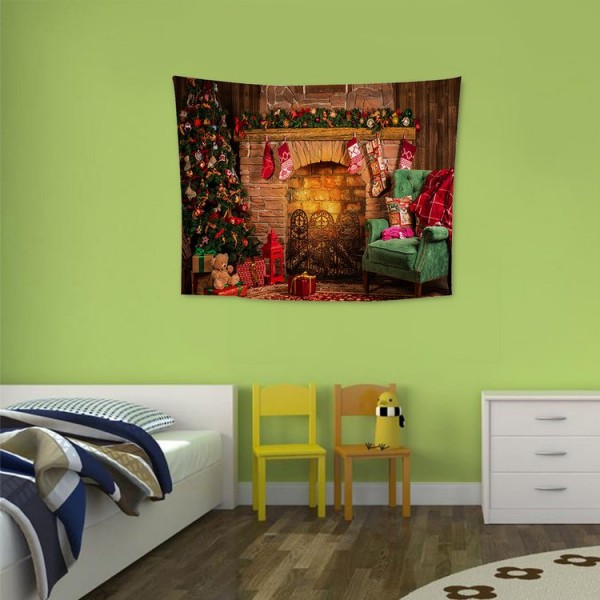 Christmas Fireplace - 100*75cm - Printed Tapestry