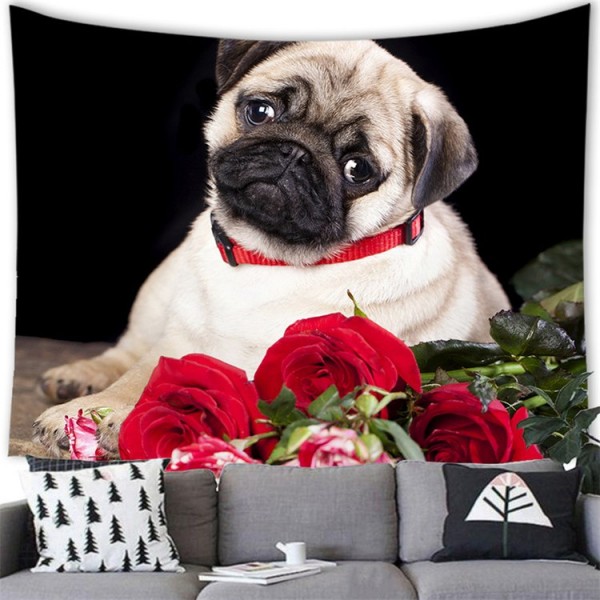 Rose Pug Animal - 100*75cm - Printed Tapestry