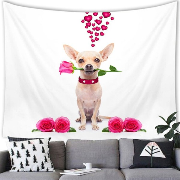 Rose Puppy Animal - 100*75cm - Printed Tapestry