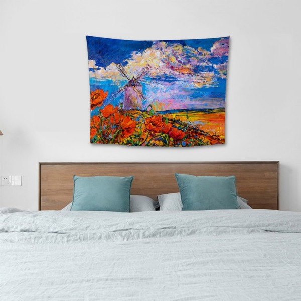 Windmill Flower Field - 100*75cm - Printed Tapestry