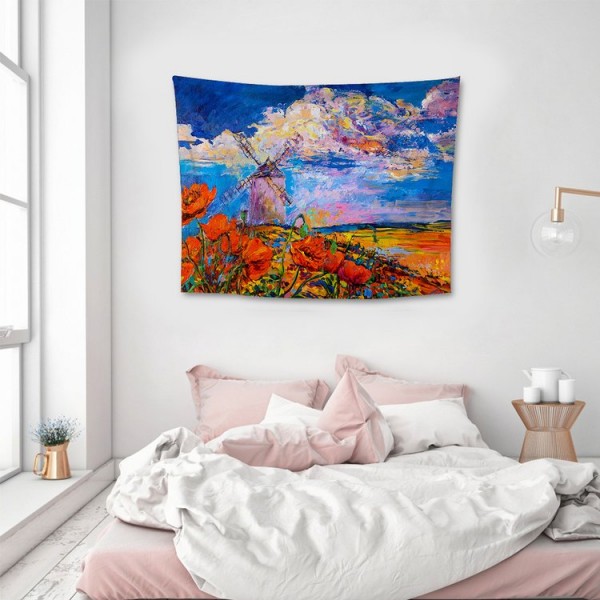 Windmill Flower Field - 100*75cm - Printed Tapestry