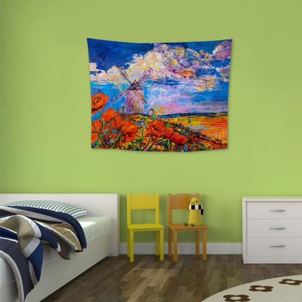 Windmill Flower Field - 100*75cm - Printed Tapestry