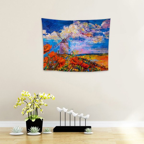 Windmill Flower Field - 100*75cm - Printed Tapestry