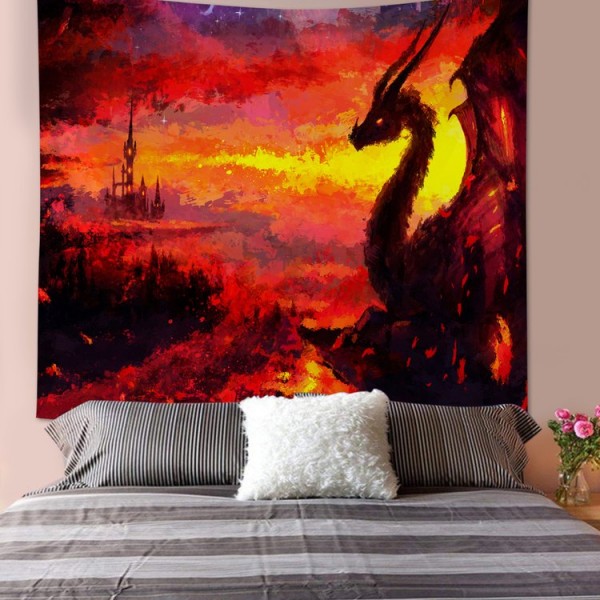 Fire Color Dragon Animal - 100*75cm - Printed Tapestry