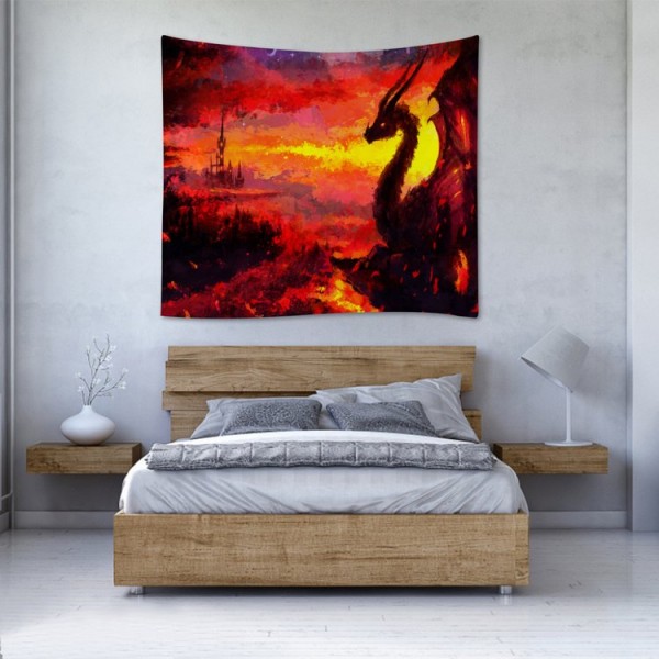 Fire Color Dragon Animal - 100*75cm - Printed Tapestry