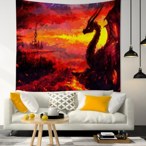 Fire Color Dragon Animal - 100*75cm - Printed Tapestry