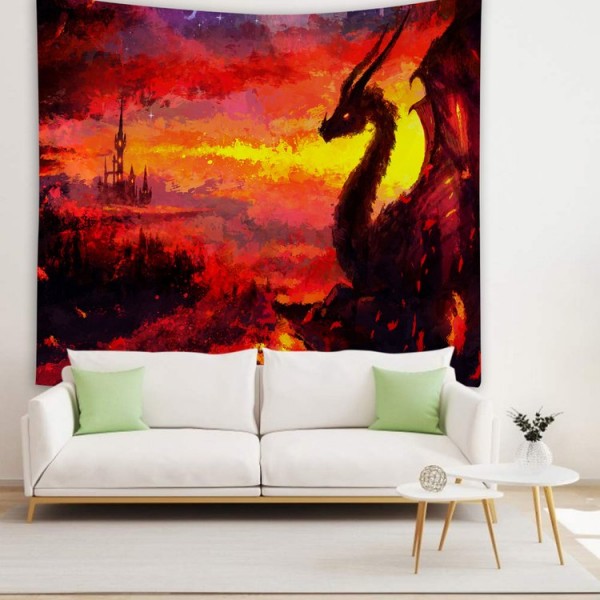 Fire Color Dragon Animal - 100*75cm - Printed Tapestry