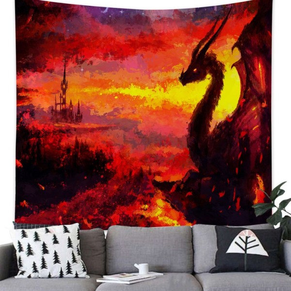 Fire Color Dragon Animal - 100*75cm - Printed Tapestry