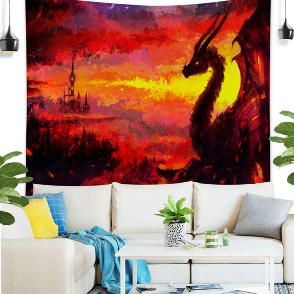 Fire Color Dragon Animal - 100*75cm - Printed Tapestry