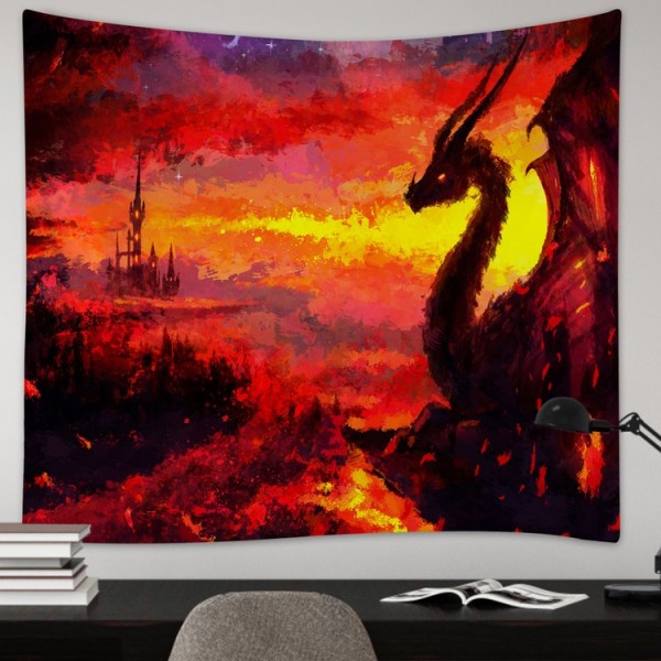 Fire Color Dragon Animal - 100*75cm - Printed Tapestry