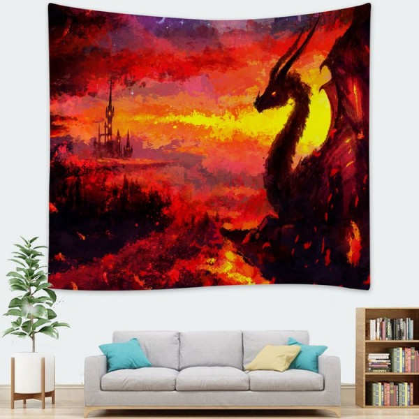 Fire Color Dragon Animal - 100*75cm - Printed Tapestry