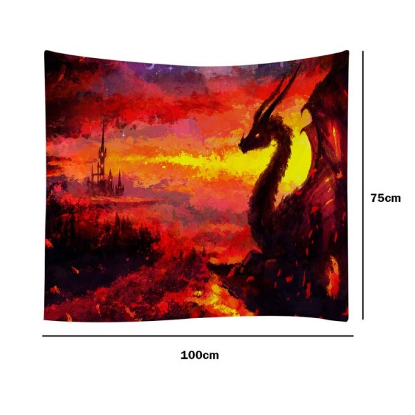 Fire Color Dragon Animal - 100*75cm - Printed Tapestry