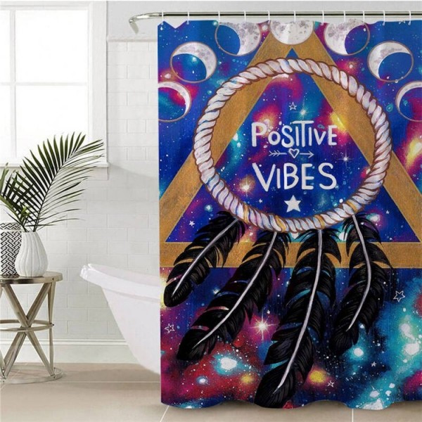 Positive Vibes Moon - Print Shower Curtain