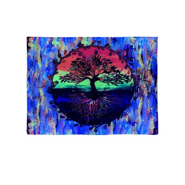 Psychedelic Tree - UV Reactive Tapestry with Wall Hanging Accessories