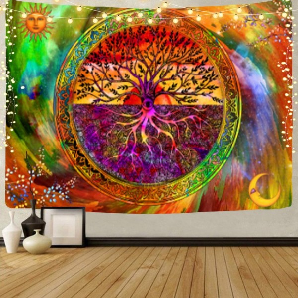 Psychedelic Tree - UV Reactive Tapestry with Wall Hanging Accessories