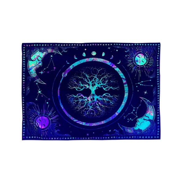 Psychedelic Tree - UV Reactive Tapestry with Wall Hanging Accessories