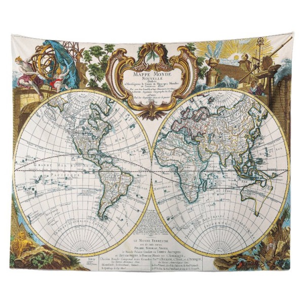 Northern Southern Hemispheres Map - Printed Tapestry