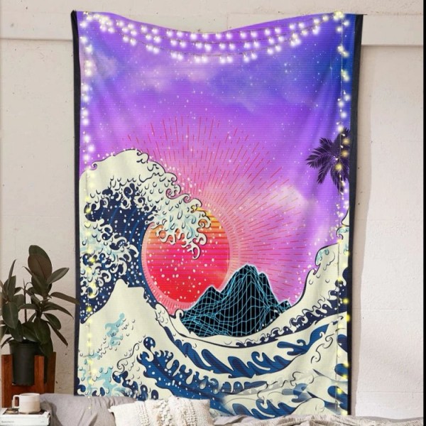 Vaporwave Wave - Printed Tapestry