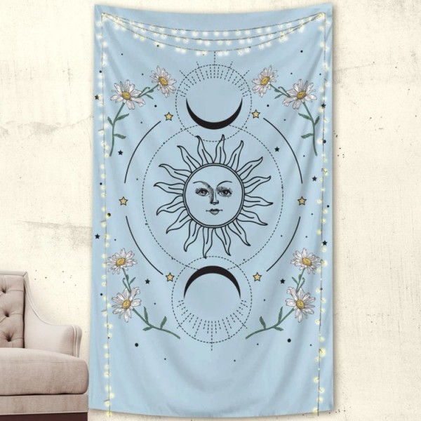 Floral Moon and Sun - Printed Tapestry