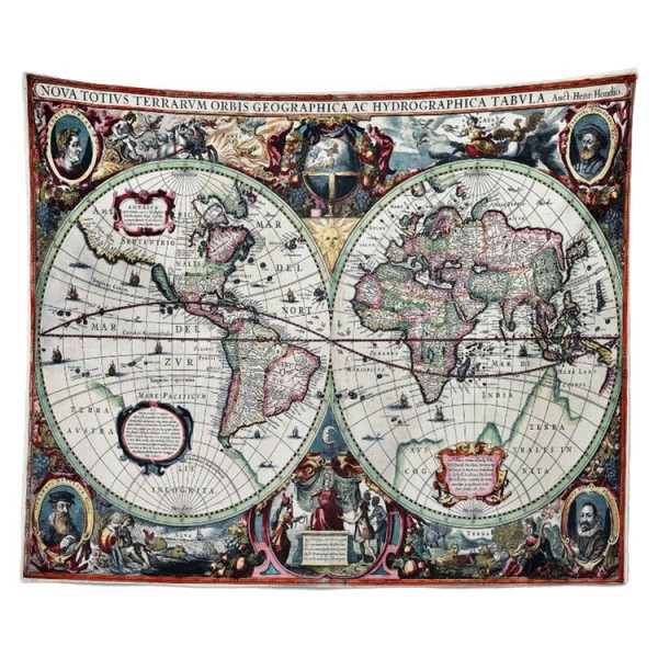 Northern Southern Hemispheres Map - Printed Tapestry