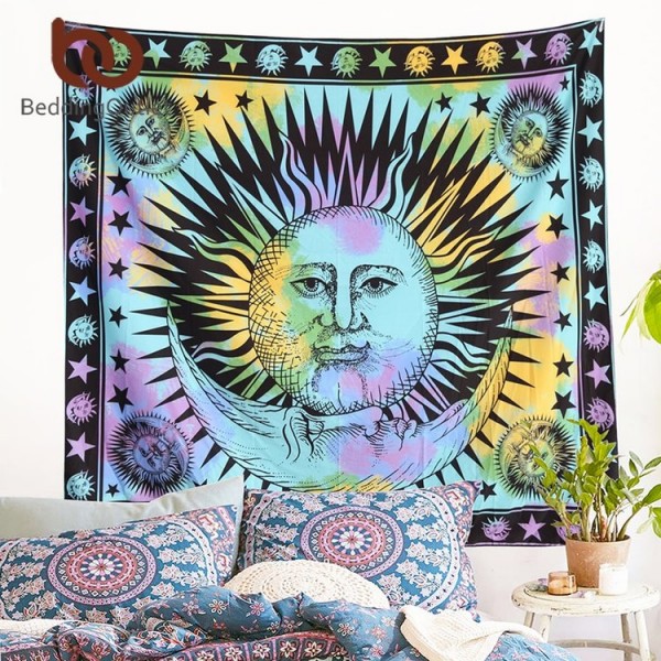 Psychedelic Celestial Sun - Printed Tapestry