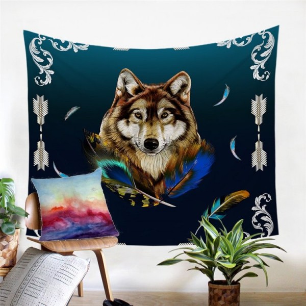 Royal Wolf Blue - Printed Tapestry