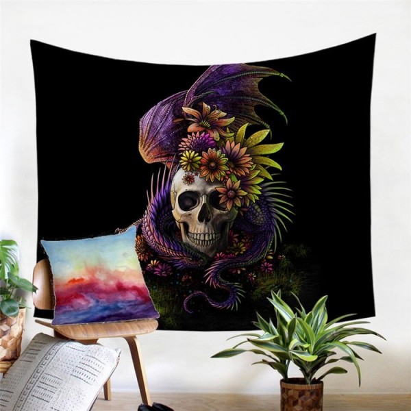 Flowery Skull - Printed Tapestry