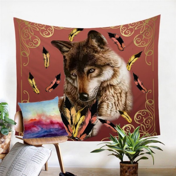 Royal Wolf Feather - Printed Tapestry