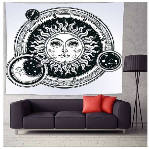 Sun And Crescent Moon - Printed Tapestry