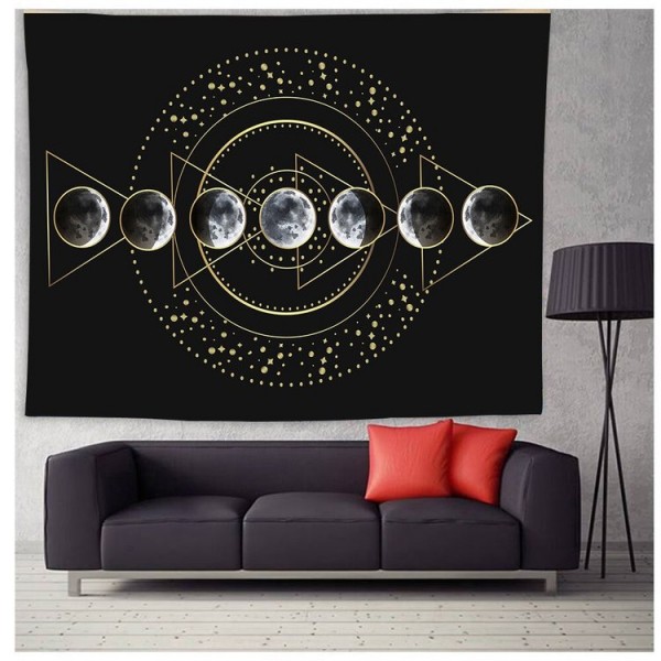 Sun And Crescent Moon - Printed Tapestry