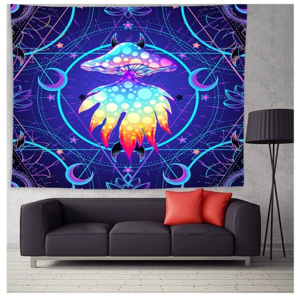 Colorful Glowing Mushroom - Printed Tapestry