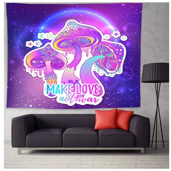 Colorful Glowing Mushroom - Printed Tapestry