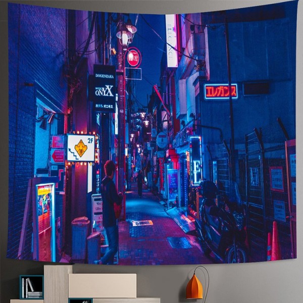 Tokyo Metropolitan Nightlife - Printed Tapestry