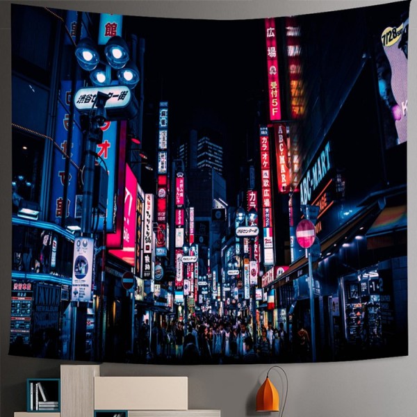 Tokyo Metropolitan Nightlife - Printed Tapestry