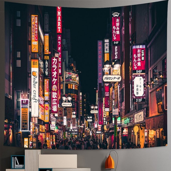 Tokyo Metropolitan Nightlife - Printed Tapestry