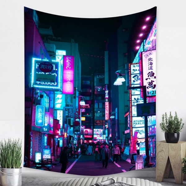 Tokyo Metropolitan Nightlife - Printed Tapestry