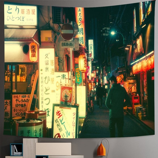 Tokyo Metropolitan Nightlife - Printed Tapestry