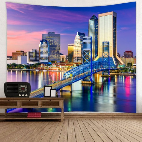 City Night Scene - Printed Tapestry