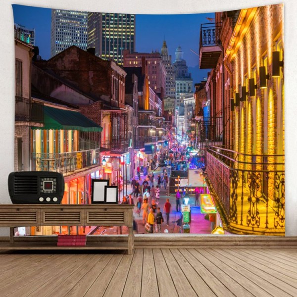 City Night Scene - Printed Tapestry