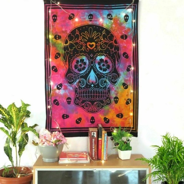 Tie dye skull - Printed Tapestry