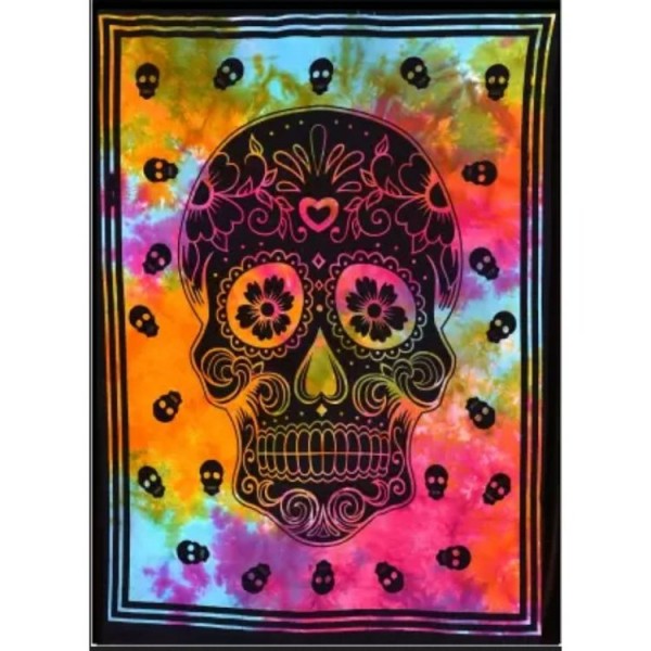 Tie dye skull - Printed Tapestry