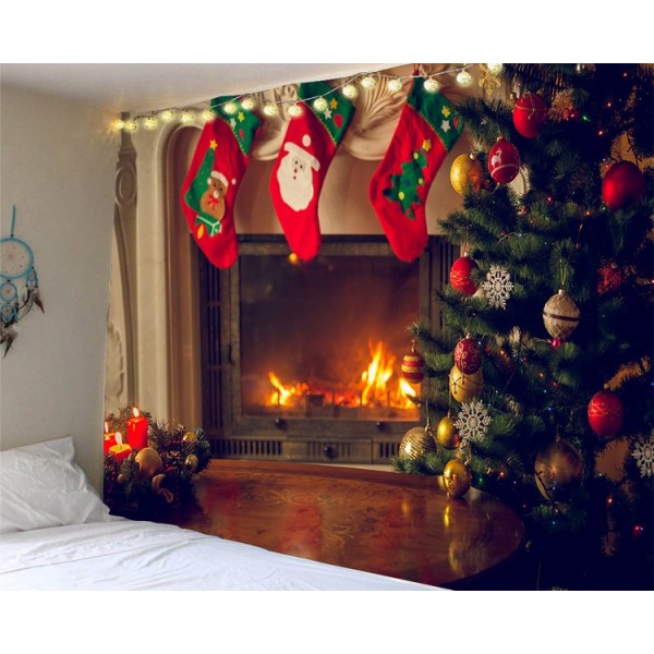 Christmas fireplace - Printed Tapestry