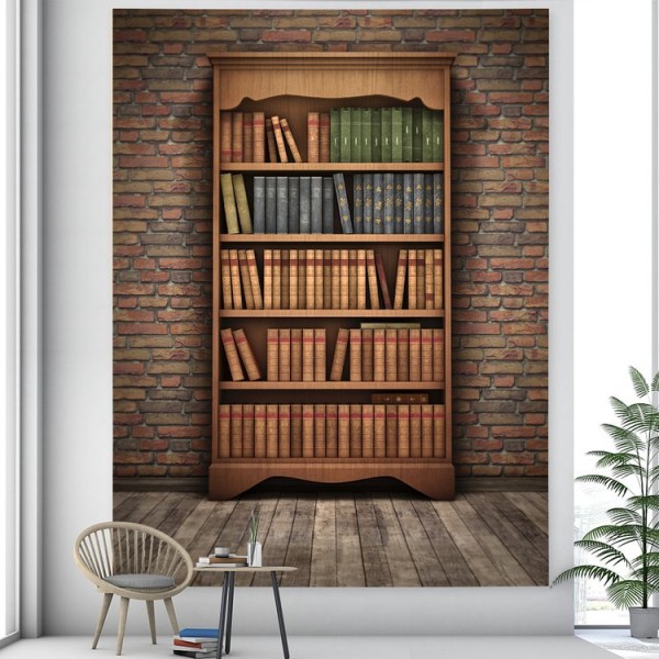 Retro Bookcase - Printed Tapestry