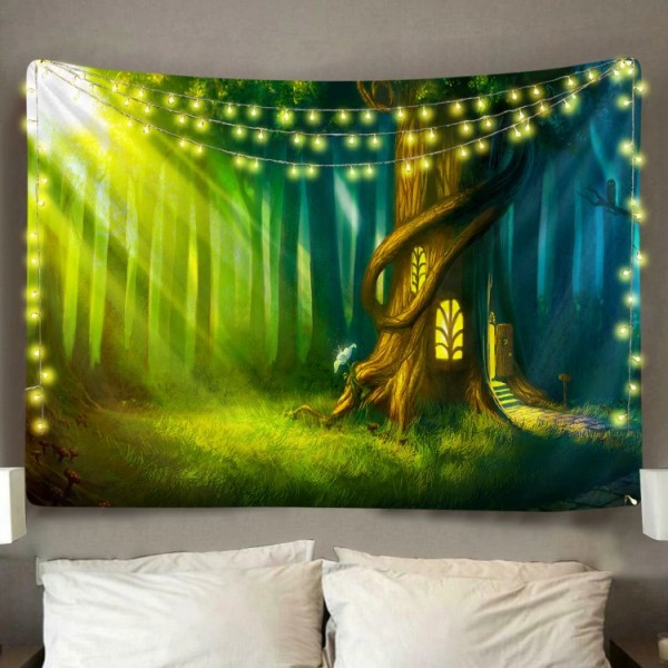 Fantasy Treehouse - Printed Tapestry