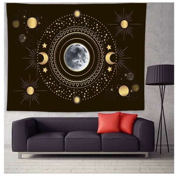 Sun And Crescent Moon - Printed Tapestry