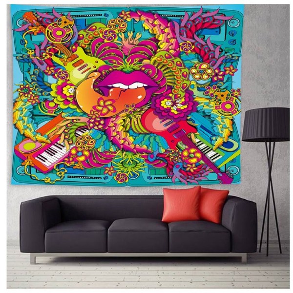 Colorful Glowing Mushroom - Printed Tapestry