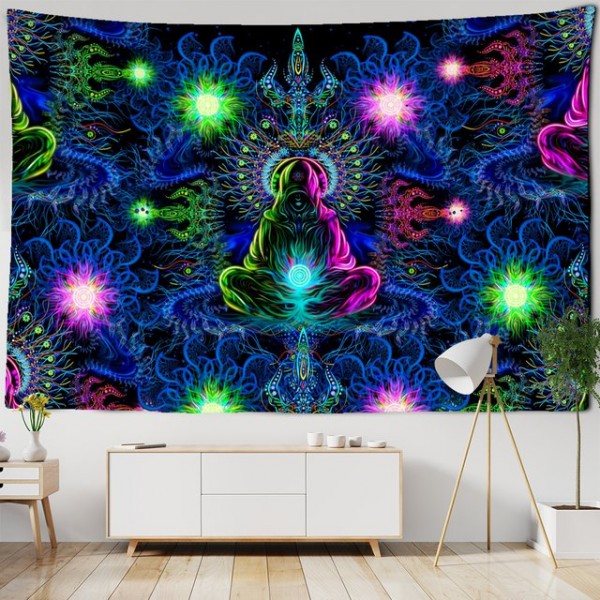 Psychedelic Mandala Meditator- Printed Tapestry